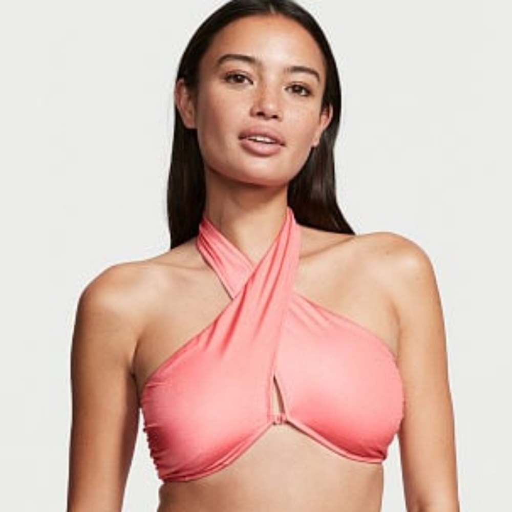 Victoria's Secret Swim Cross Wrap High Neck Halter Bikini Top XL NWT